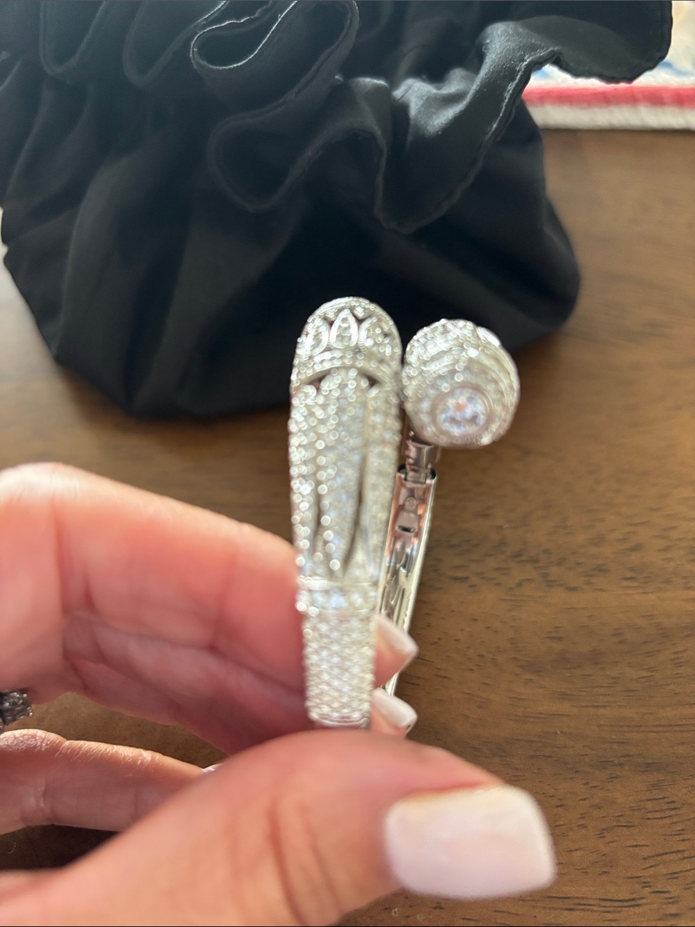 Saks Fifth Avenue Silver Crystal Pave Hinged Bracelet - Picture 3 of 3